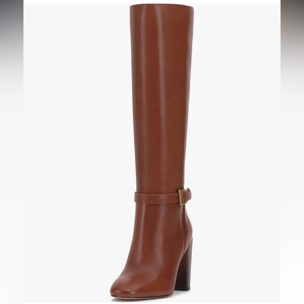 Vince Camuto Joanel Wide Calf Leather Stack Heel Boot- sz 8